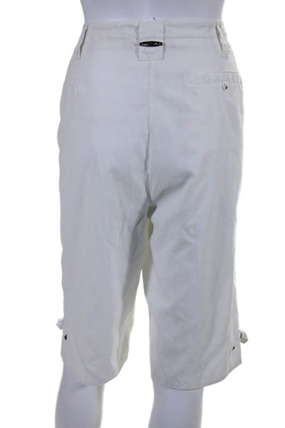 Jamie Sadock Womens Button Closure High-Rise Cargo Shorts White Size 14