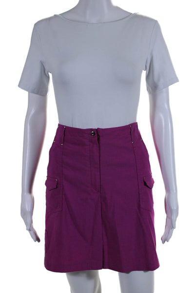 Jamie Sadock Womens Multi-Pocket Button Closure Mini Skirt Purple Size 12