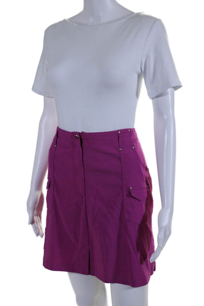 Jamie Sadock Womens Multi-Pocket Button Closure Mini Skirt Purple Size 12