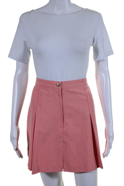 Jamie Sadock Womens Pleated Two Pocket Button Closure Mini Skirt Peach Size 14