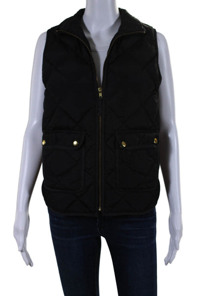 J Crew Womens Snap Buttoned Zipped Quilted Zipped Puffer Vest Black Size XS