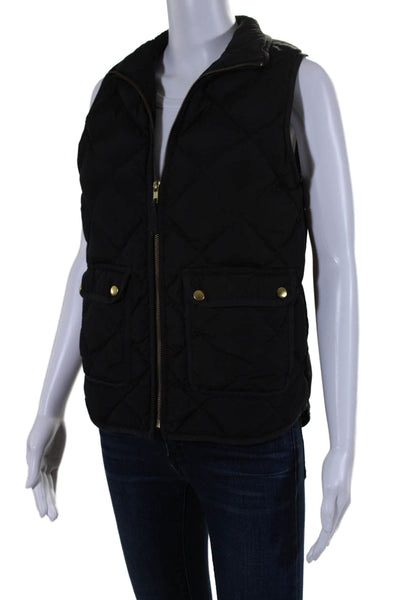 J Crew Womens Snap Buttoned Zipped Quilted Zipped Puffer Vest Black Size XS