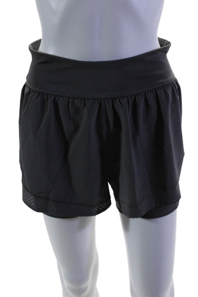 Spanx Womens High Rise Pull On Tiered Athletic Biker Shorts Gray Size Medium