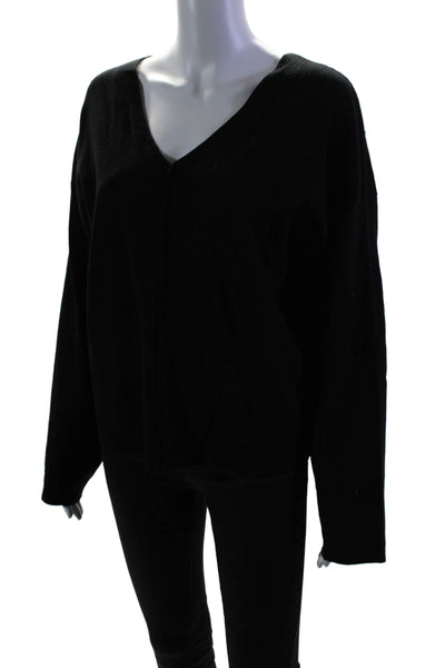 All Row Womens Long Sleeves Pullover V Neck Sweater Black Size Medium