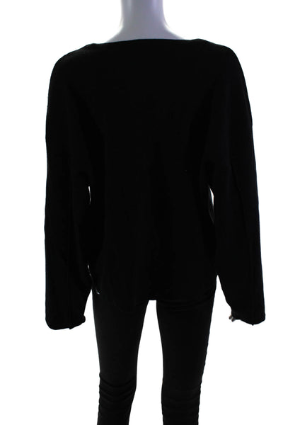 All Row Womens Long Sleeves Pullover V Neck Sweater Black Size Medium