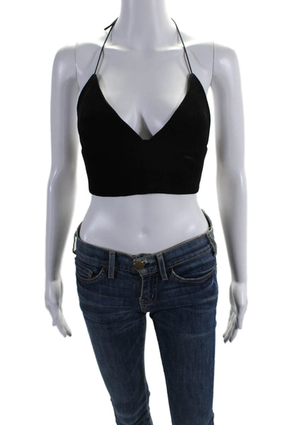 Cami NYC Womens Silk Blend Tie Closure Cropped Tank Top Black Size Small