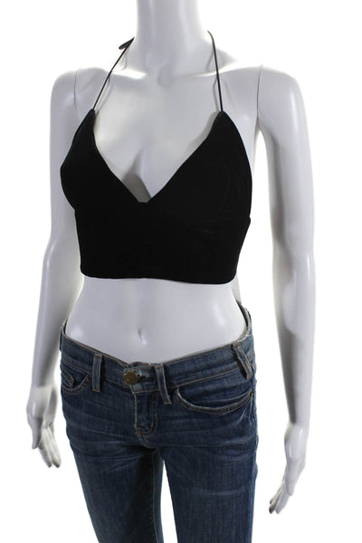 Cami NYC Womens Silk Blend Tie Closure Cropped Tank Top Black Size Small