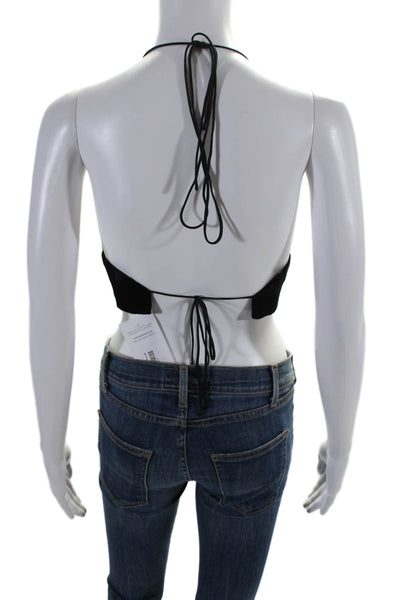 Cami NYC Womens Silk Blend Tie Closure Cropped Tank Top Black Size Small