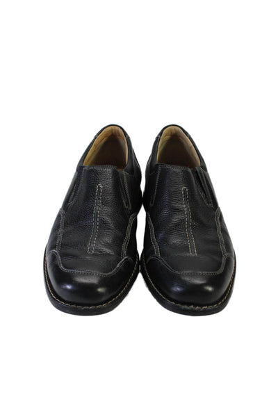 Johnston & Murphy Mens Slip On Flat Dress Shoes Leather Black Size 9.5