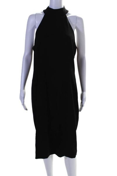 Jay Godfrey Womens High Neck Sleeveless Slit Hem A-Line Midi Dress Black Size 12