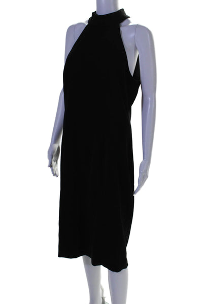 Jay Godfrey Womens High Neck Sleeveless Slit Hem A-Line Midi Dress Black Size 12