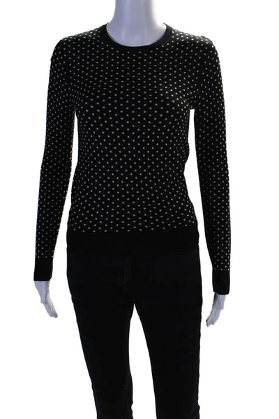 Theory Women's Round Neck Long Sleeves Polka Dot Pullover Sweater Size P