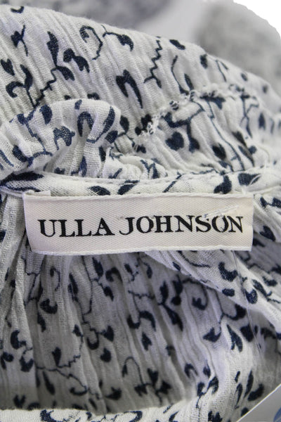 Ulla Johnson Womens Cotton Chiffon Abstract Print Short Sleeve Top White Size 4