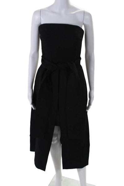 C/MEO Collective Womens Belted Zip Up Strapless High-Low Dress Black Size S