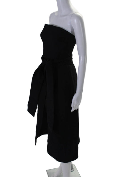 C/MEO Collective Womens Belted Zip Up Strapless High-Low Dress Black Size S