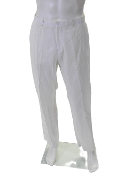 Calvin Klein Mens Cotton Blend 4 Pocket Slim Fit Trousers Pants White Size 34X32