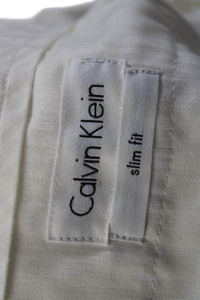 Calvin Klein Mens Cotton Blend 4 Pocket Slim Fit Trousers Pants White Size 34X32