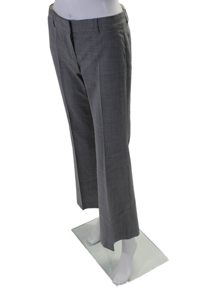 Theory Womens Wool Blend Gray Printed High Rise Flare Leg Dress Pants Size 2