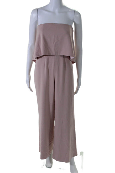 Jay Godfrey Womens Blush Pink Strapless Layered Wide Leg Jumpsuit Size 2