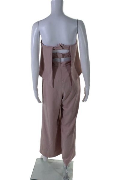 Jay Godfrey Womens Blush Pink Strapless Layered Wide Leg Jumpsuit Size 2