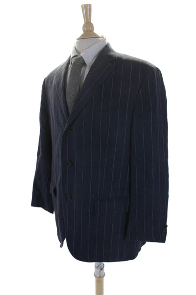 Polo Ralph Lauren Mens Pinstripe Notch Collar 3 Button Suit Jacket Navy Size 44R