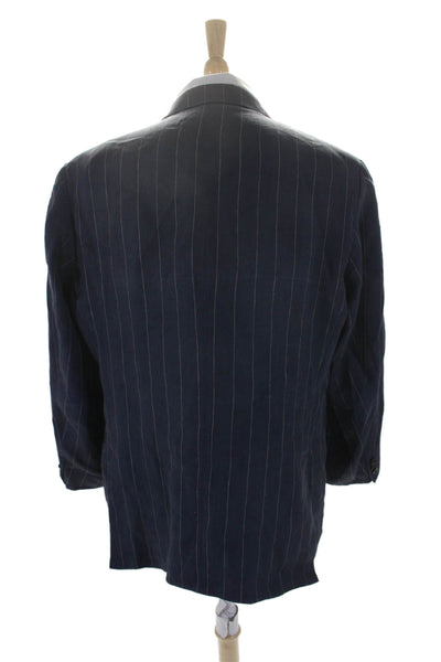 Polo Ralph Lauren Mens Pinstripe Notch Collar 3 Button Suit Jacket Navy Size 44R