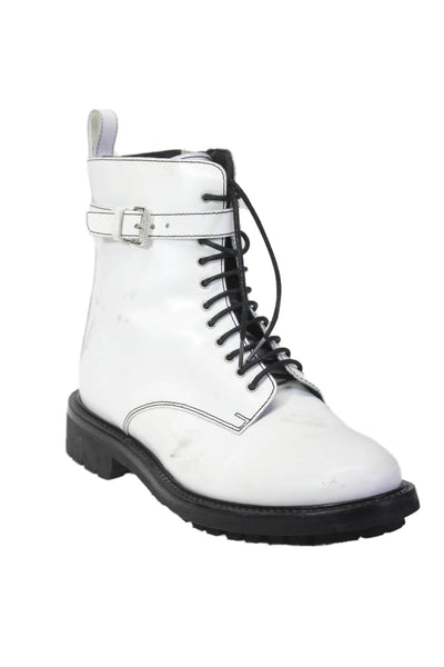 Belstaff Womens White Zip Lace Up Combats Boots Shoes Size 7