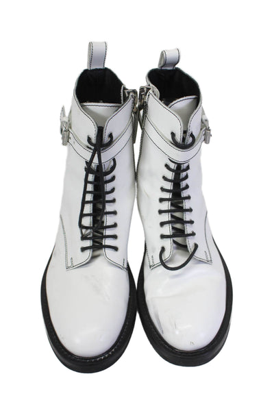 Belstaff Womens White Zip Lace Up Combats Boots Shoes Size 7