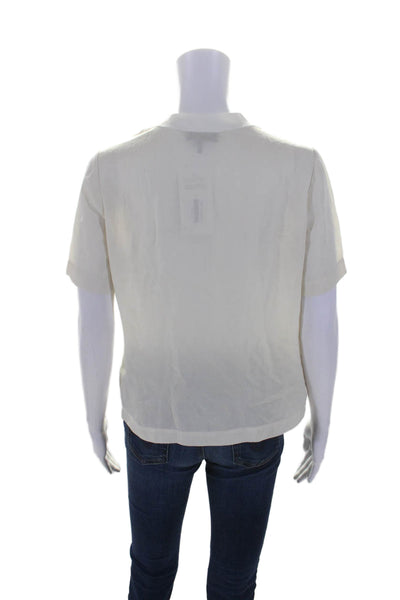 Rag & Bone Womens Round Neck Buttoned Short Sleeve Blouse Top White Size XS