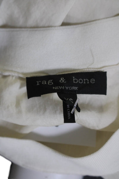 Rag & Bone Womens Round Neck Buttoned Short Sleeve Blouse Top White Size XS