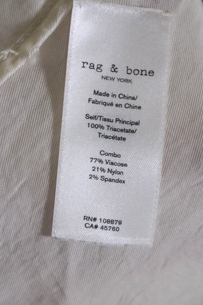 Rag & Bone Womens Round Neck Buttoned Short Sleeve Blouse Top White Size XS