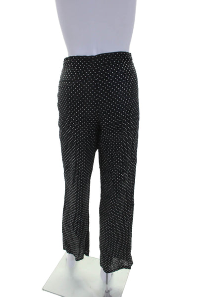 Tory Burch Womens Polka Dot Print Drawstring Straight Leg Trousers Black Size S