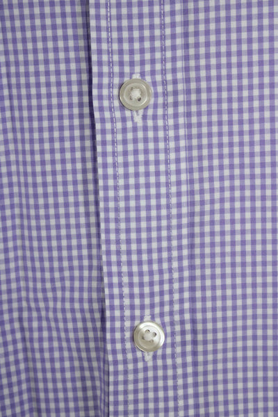 Charles Tyrwhitt Mens Cotton Check Print Collared Button Up Shirt Purple Size 43