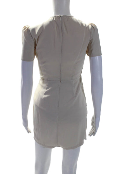 Super Down Womens V Neck Short Sleeves Wrap Dress White Size Extra Small