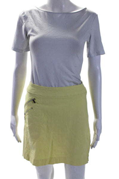 Jamie Sadock Womens Zipper Pocket Knee Length Skirt Yellow Size 8