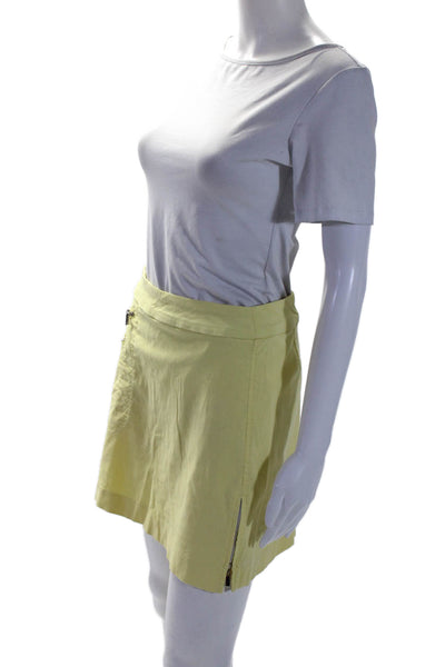 Jamie Sadock Womens Zipper Pocket Knee Length Skirt Yellow Size 8