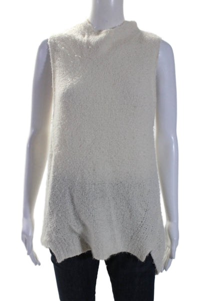 Milly Womens Cashmere Crewneck Sleeveless Knit Sweater Top White Size M