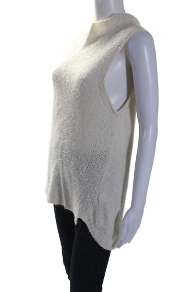 Milly Womens Cashmere Crewneck Sleeveless Knit Sweater Top White Size M