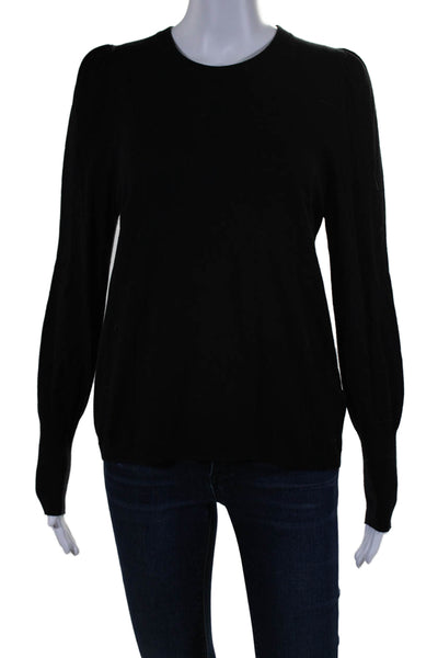 Splendid Womens Round Neck Long Sleeve Knit Top Black Size M