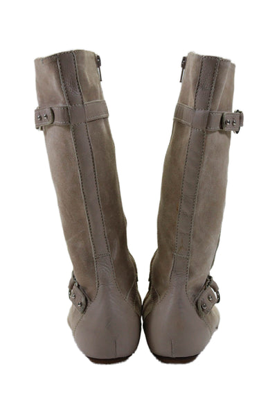 Max Mara Womens Suede Zip Up Mid Calf Boots Neutral Beige Size 36.5 6.5