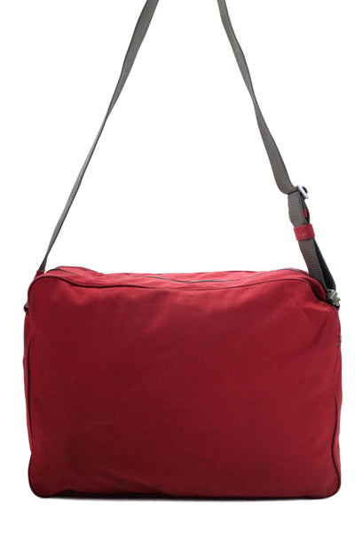 Prada Womens Dark Red Tessuto Nylon Zip Messenger Bag Handbag