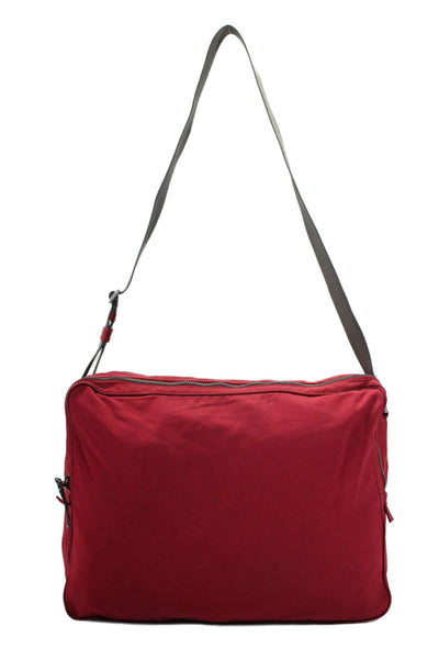 Prada Womens Dark Red Tessuto Nylon Zip Messenger Bag Handbag