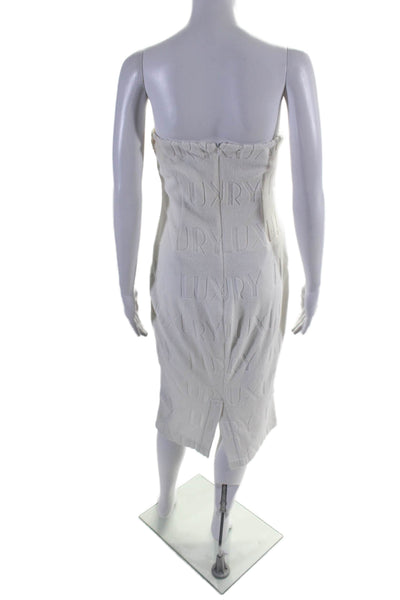 Laquan Smith Womens Cotton Blend Terry Strapless Zip Up Dress White Size M