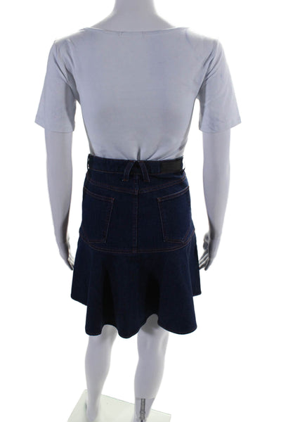 Sonia Rykiel Womens Cotton Denim 5 Pocket Button Close Flare Skirt Blue Size 40