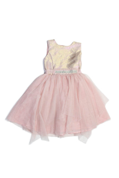 Betsey Johnson Girls Round Neck Sleeveless Tutu Flare Dress Pink Size 6