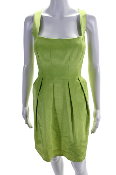 Shoshanna Women's Square Neck Sleeveless Flare Mini Dress Green Size 8