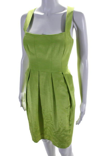 Shoshanna Women's Square Neck Sleeveless Flare Mini Dress Green Size 8