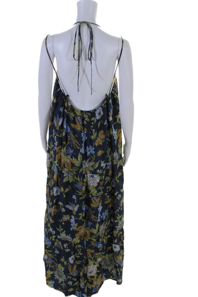 Sir. Womens Cotton Floral Print Spaghetti Strap Lined Tiered Dress Blue Size 2