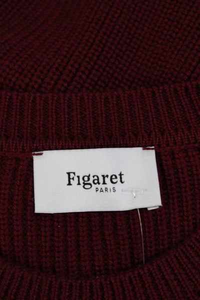 Figaret Womens Long Sleeve Crew Neck Thick Knit Sweater Red Size Large