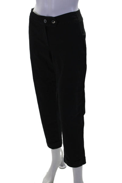 Gunex Womens Black High Rise Cuffed Straight Leg Pants Size 8